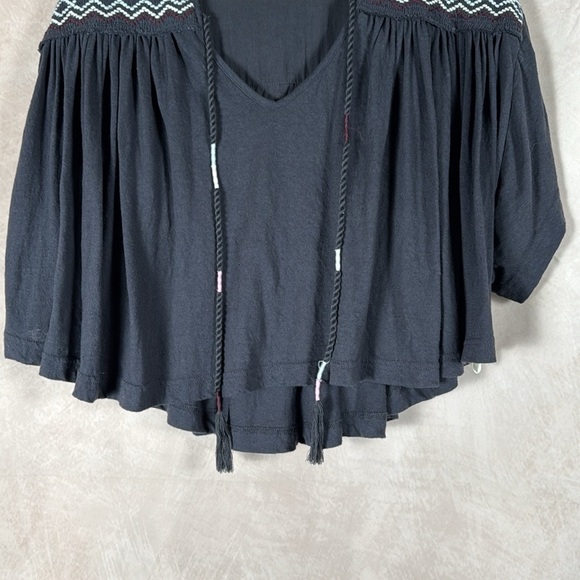 Free People Embroidered Oversized Top Small Boho Oversized Hippie Peasant Flowy - Picture 5 of 14